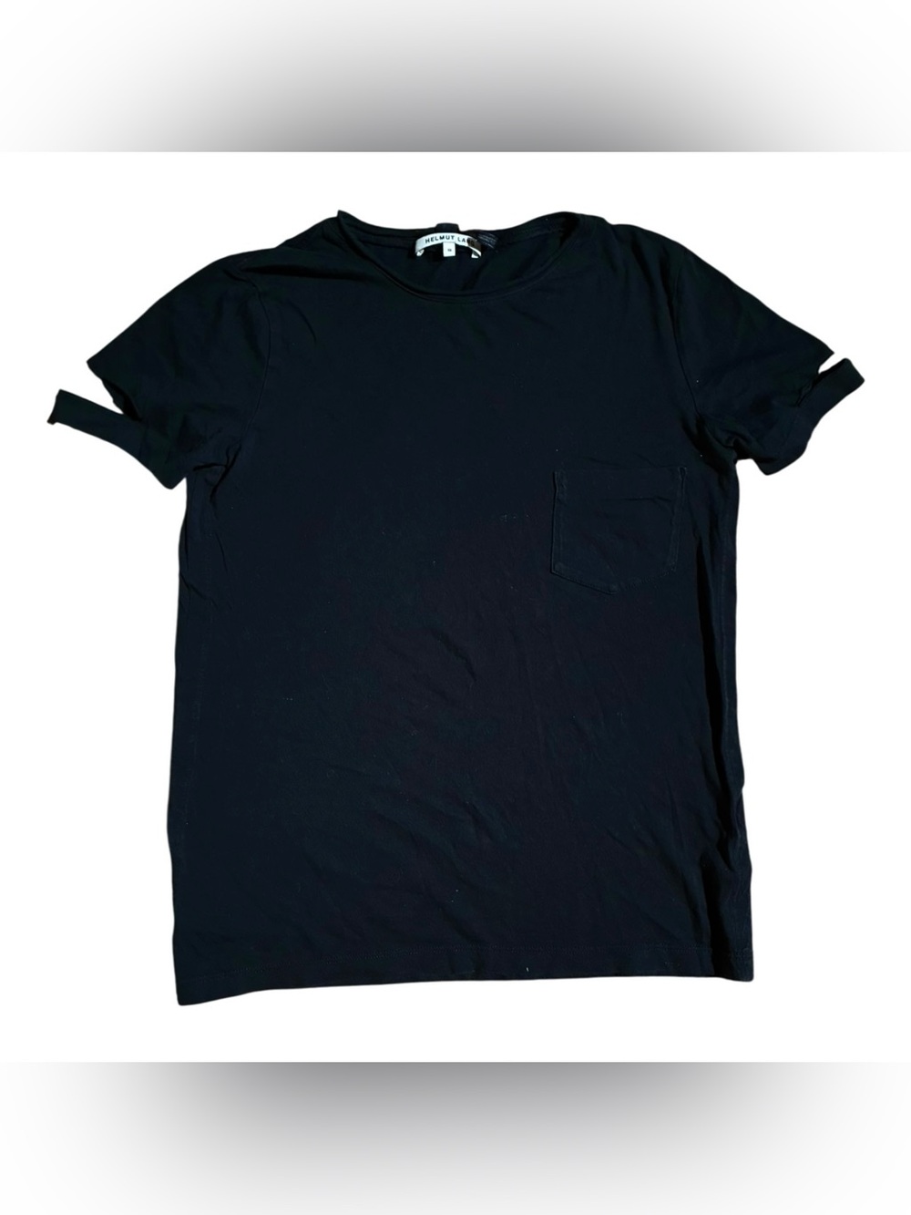 Helmut Lang Slit Short Sleeve Tee Shirt Black